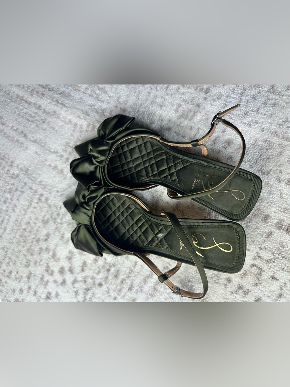 Sam Edelman Olive Satin Pointed Slingback Heels with Bow - Picture 5 of 11